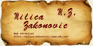 Milica Zakonović vizit kartica